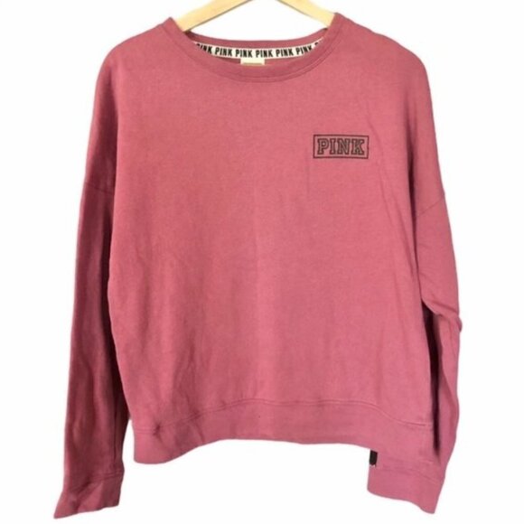 PINK Victoria's Secret Raspberry Pink Logo Crew Neck Sweatshirt S - Picture 1 of 5